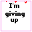 A 4x4 contact sheet of animated frames showing a pixelated text-based icon with the phrase "I'm giving up" and variations including "slowly", surrounded by small red heart symbols on a white background with pink border.