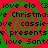 Green background with red spiral patterns and repeated black text phrases including 'love elo', 'Christma', 'cassie', 'presents', 'Santa' in pixelated font.