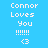 Blue background with white pixelated text 'Connor Loves You' and symbols, yellow highlight bars on different lines across four views.