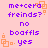Pixelated text on a light pink background with orange square outlines, displaying 'me+cera freinds?', 'no', 'boaffls', and '. yes' in purple.