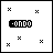 Pixelated black text 'CONDO' on white background with scattered pixel clusters that gradually diminish across frames.