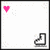 A pixelated icon with a pink heart in the top-left corner and a black-and-white stylized object at bottom-right, transitioning to an empty white background.