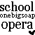 Pixelated black text on white background reads 'school one bigsoap opera' with a small heart symbol at bottom right.
