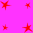 Red star-shaped icons on a bright pink background, varying in size across multiple positions.