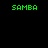 Green pixelated text reading 'SAMBA' on a solid black background with no additional visual elements.