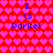 Pixelated red background with pink heart pattern, blue text "I <3 Parker" repeated in two identical vertical