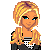 Pixel art contact sheet showing multiple frames of a cartoon character with blonde hair, blue eyes, and various outfits including jeans and a crop top, alongside text elements like "Cute" and repeated "shorty" variations.