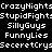 Pixelated text repeats across a black background in a pattern with no visible animation changes