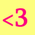 <3 icon with pink outline on yellow background, three identical frames showing consistent design.