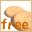 A pixelated toast slice with 'free' text appears in the first frame, then shifts right and disappears in subsequent frames against a light background.