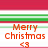 Pixelated holiday-themed icon with red and green horizontal stripes, orange text reading 'Merry Christmas', and a small heart symbol below.