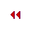 Six red pixelated double-left-arrow icons arranged in two on a light gray background, each arrow composed of red and dark purple pixels