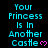 Static image of cyan text reading 'Your Princess Is In Another Castle' with a pink heart symbol on a black background.