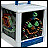 A cube-shaped object with a transparent front displays a pixelated face inside, while the text "Lite Brite Cube" appears in various colors across different frames.