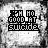 Static black-and-white pixelated icon with text "I'M NO GOOD AT SUICIDE" in blocky font on a grainy background.