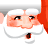 Santa Claus face with white beard and red hat, showing mouth opening/closing animation across frames.