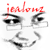 A 4-frame animated contact sheet showing a cartoon face with changing mouth expressions, each frame overlaid with red text reading "jealous" on a transparent background.