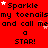 Red background with repeated black text and white stars, showing partial gray area on right edge.