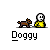 Animated contact sheet of a pixel art icon showing a yellow stick figure interacting with dogs, transitioning from standing to lying down across 23 frames.