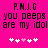 Pixelated text on bright pink background with white and light pink heart symbols below.