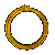 Golden ring with textured surface rotates through multiple angles against gray background, showing full circular form and various elliptical cross-sections.