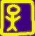A yellow-bordered contact sheet showing two frames of a 2-frame animated icon featuring a yellow stick figure on a purple background, with the figure's pose changing between frames.