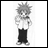 A 48x48 pixel buddy icon featuring a grayscale anime-style character on the left and