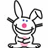 A 48x48 pixel animated buddy icon featuring a cartoon bunny with exaggerated features, displayed in a contact sheet layout with text elements and gray background space.