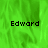 Green textured background with three instances of the name 'Edward' in black pixelated text, one on each visible