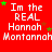 Red background with repeated white text "Im the REAL Hannah Montannah" and green stars, some frames show gray rectangle on right edge.