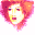 Pixelated avatar with red hair and yellow face showing three facial expressions transitioning into swirling spiral patterns.