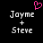 Pixelated text displays 'Joyne + Steve' with a pink heart symbol above the left side, set against a black background.