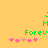 Pixelated green text and pink hearts on a yellow background with two identical static frames.