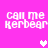 Pixelated text 'call me kerbear' on bright pink background with white and light pink hearts.