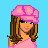 Pixel art contact sheet showing three animated frames of a cartoon character with pink accessories and text overlays on a blue background, followed by a fourth frame with additional text.
