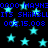 Blue pixelated text and cyan stars on black background, repeating in two identical horizontal bands with no visible animation changes.