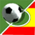 Static pixelated icon of a soccer ball on a green field with red and yellow background stripes, resembling the Spanish flag colors.