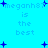 Pixelated blue background with repeated text 'meganh87 is the best' and scattered blue plus signs.