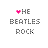 Animated contact sheet of 25 frames showing a pixelated text-based icon with 'THE BEATLES ROCK' and pink heart symbols moving across different positions in each frame.