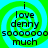 Green and cyan spiral background with black text reading 'i love denny soooooo much' in four identical quadrants.