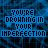 Blue and black pixelated image with repeated text "YOU'RE DROWNING IN YOUR IMPERFECTION" in a pattern, featuring subtle animation changes