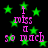 Black background with green stars and pink text reading "I miss u so much" in a pixelated style.