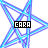 Pixelated star-shaped icon with overlapping lines in blue and purple hues, featuring a black rectangular label containing the text 'GARA' at its center.