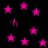 Pink stars of varying sizes and opacities float against a black background in an animated pattern.