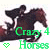 Animated icon of a dark horse silhouette with green text 'Crazy Horses' and a heart symbol, transitioning from green to cyan colors.
