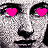 Pixelated face with heart-shaped eyes, black eyebrows and mustache, grayscale skin tones.