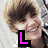 Four pixelated images of a person arranged in a with pink letters spelling 'LOVE' overlaid on each section