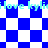 Blue and white checkered pattern with repeated cyan text "i love kyli" across the image, showing animation where some squares shift position.