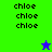 Pixelated with four colored sections displaying repeated 'chloe' text and two star icons in different positions