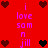 Red background with pixelated text and heart symbols arranged in a pattern, featuring repeated phrases 'i love sam n jill' and alternating dark red/black hearts